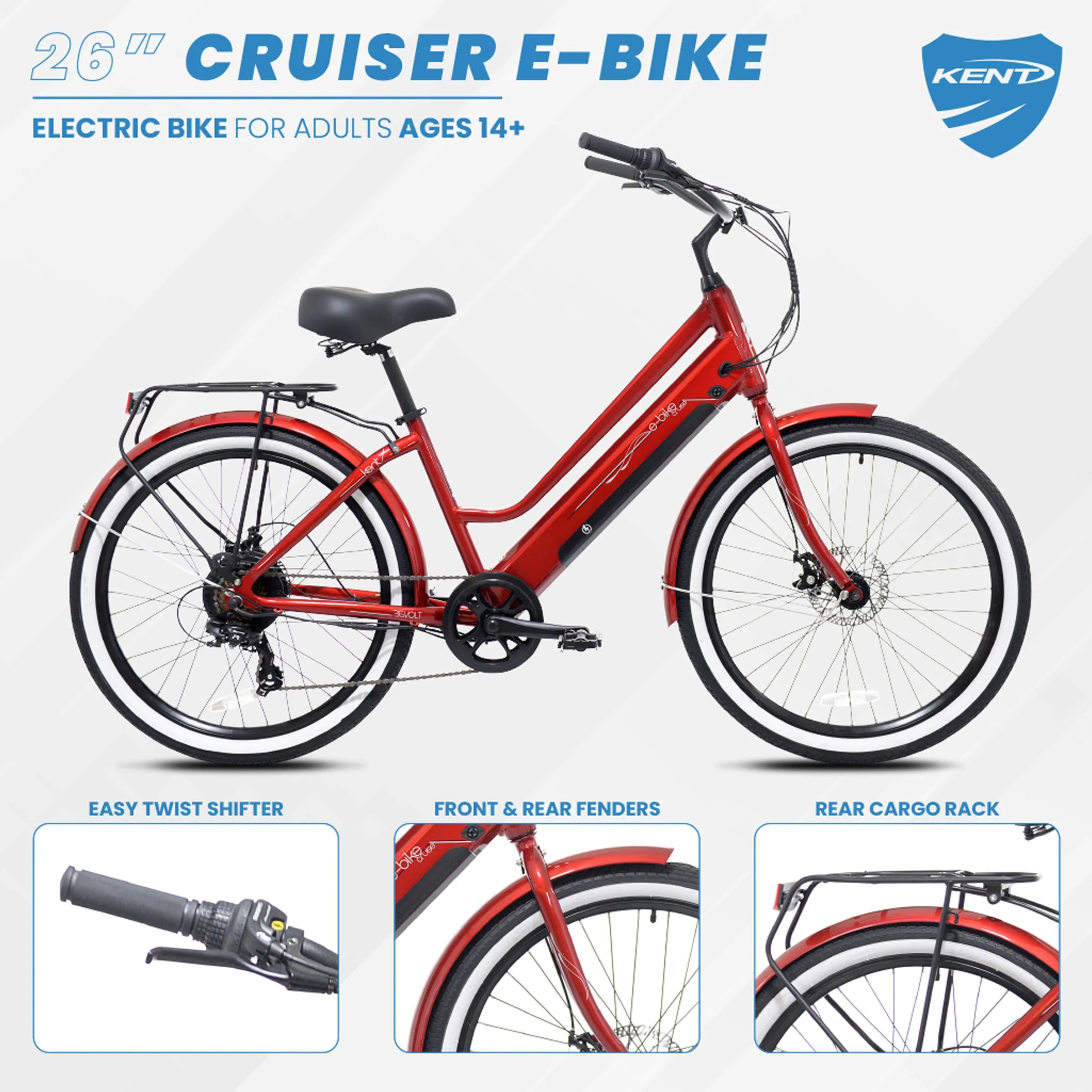 26" Kent E-Bike | Cruiser