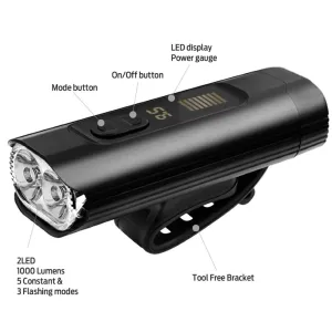 Azur Crux Front Light 1000 Lumens with Power Bank