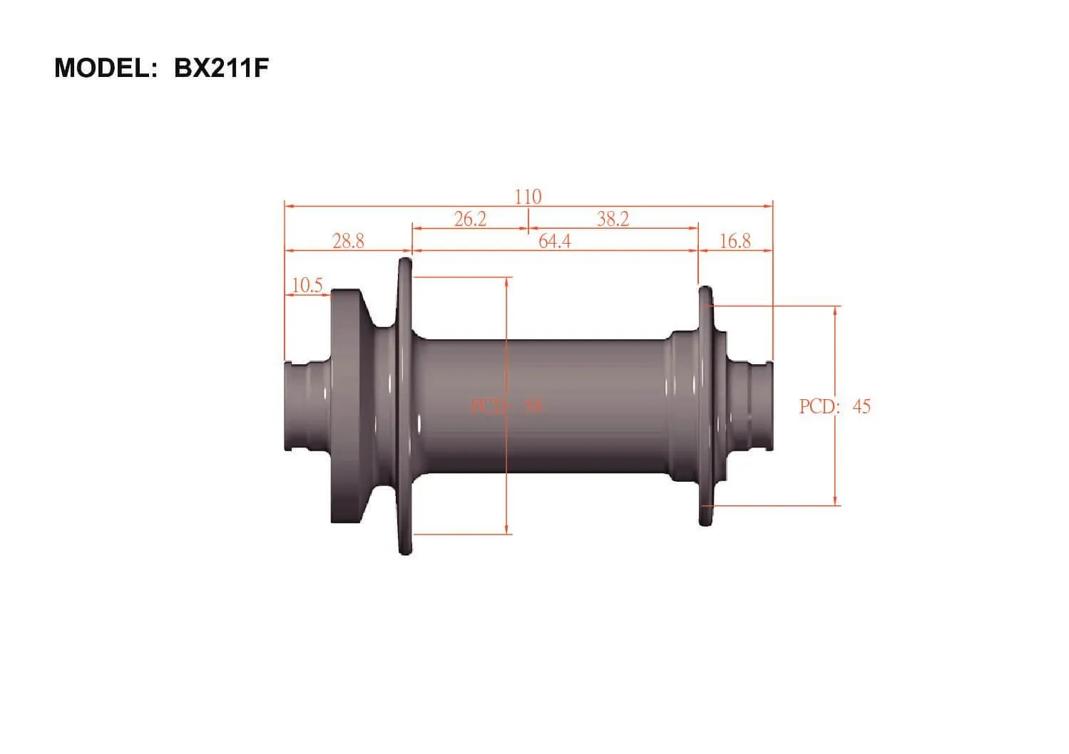 Bitex BX211F Disc Brake Front Hub (Black)