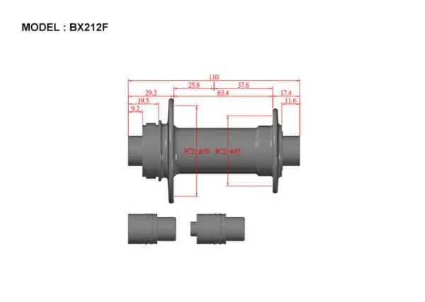 Bitex BX212F Disc Brake Front Hub (Black)