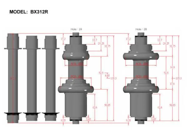 Bitex BX312 Disc Brake Rear Hub (Black)
