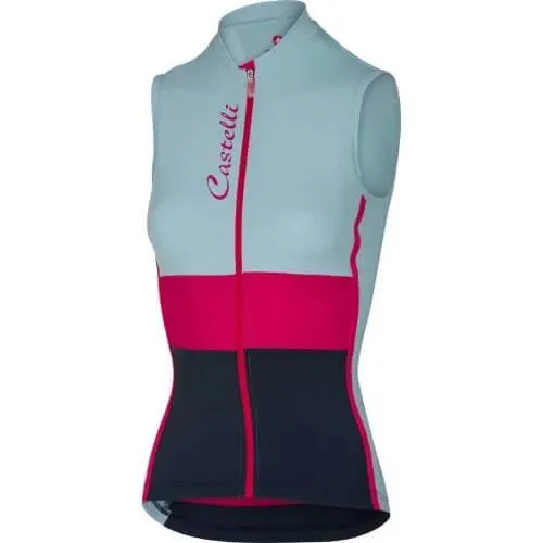 Castelli Protagonista Womens Cycling Jersey  (Pale Blue/Raspberry/Navy)