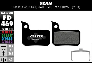 Galfer FD469 Brake Pads Sram Red 22 Force Rival Level Tlm and Ultimate (-2018)